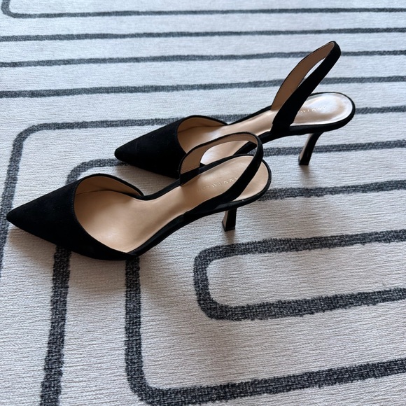 Ann Taylor Kerry Black Suede Slingback Pointed Toe Pumps Size 7 - Picture 4 of 5